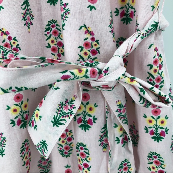 Ann Taylor 4 Floral Linen Blend Tie Waist Sheath Dress Pink 0892 - Picture 2 of 10